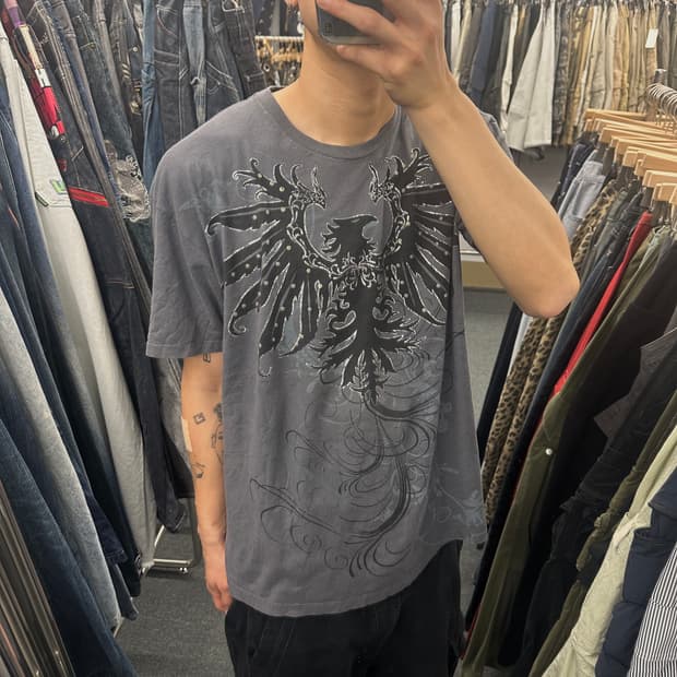 XL) 빈티지 그런지 프린팅 반팔 티셔츠