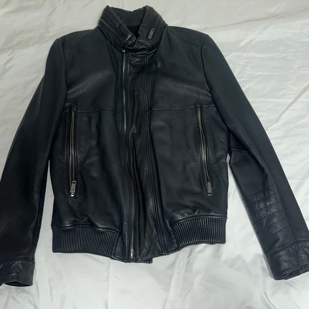 SOLID HOMME 솔리드 옴므 2중 지퍼 레이어드 양가죽 레더 자켓