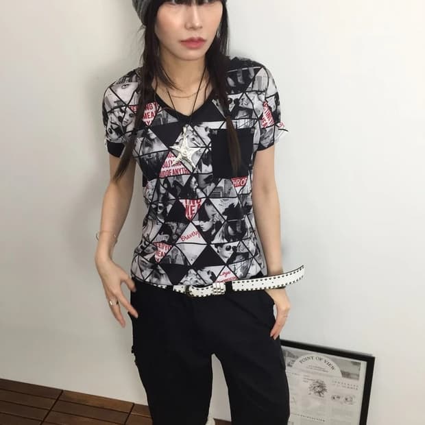 Avail Mode Photo Collage V-Neck Tee