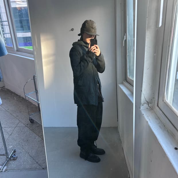 요지야마모토 후드 니트 코트