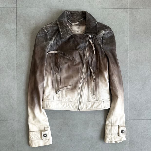 JPN VTG 디스트로이드 램스킨 브라운 레더 자켓