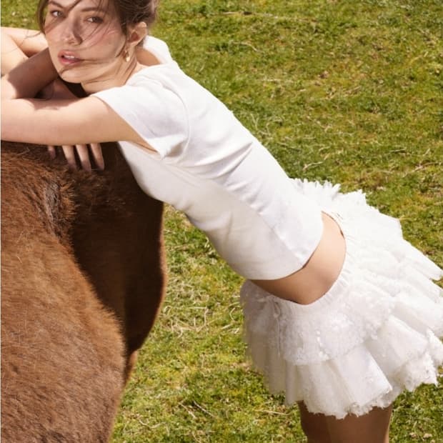 [GLOWNY] 글로니 레이스 러플 미니스커트 화이트 S 발레코어 여친룩