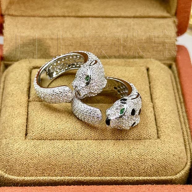 Oceanora 레오파드 925실버 그린아이 풀지르콘 럭셔리 링