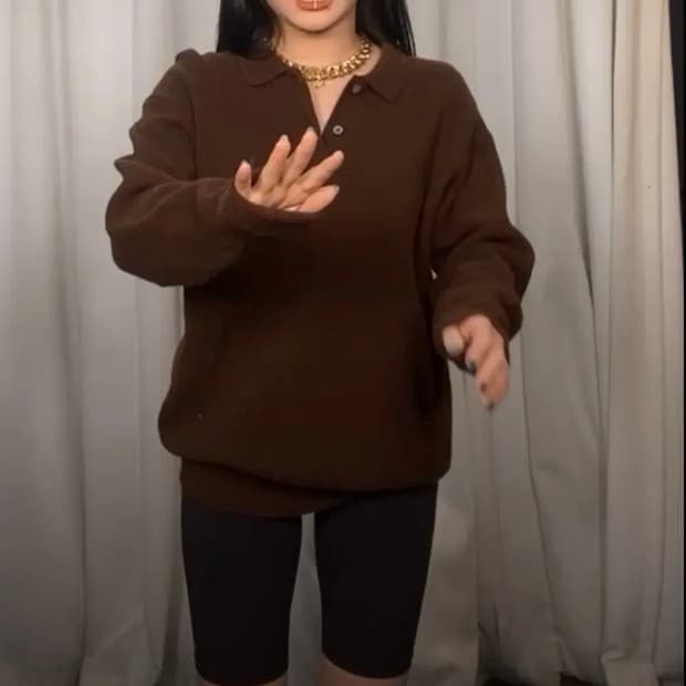 빈티지 폴로 카라 니트 브라운