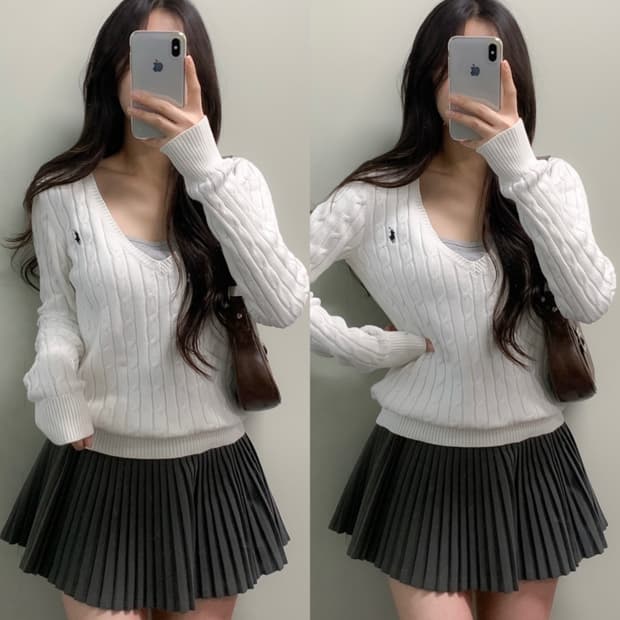 폴로 브이넥 니트 