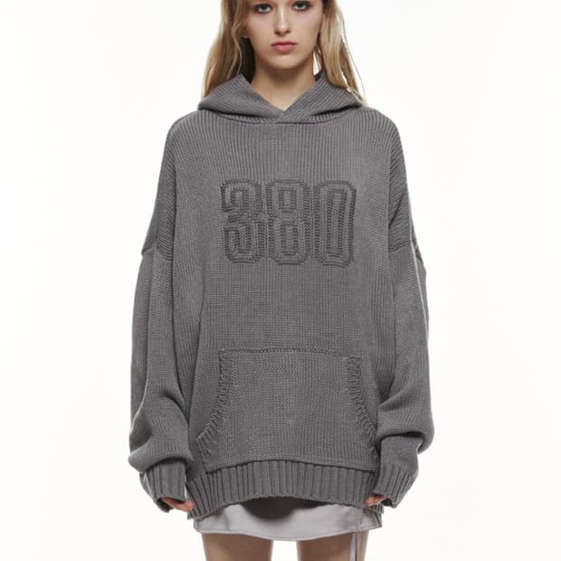쓰리투에이티 KNIT HOODIE (GREY)