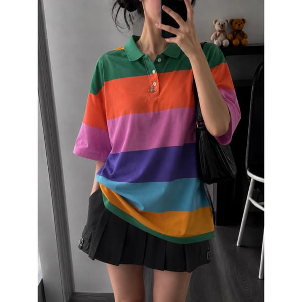 갭 레인보우 반팔 카라티