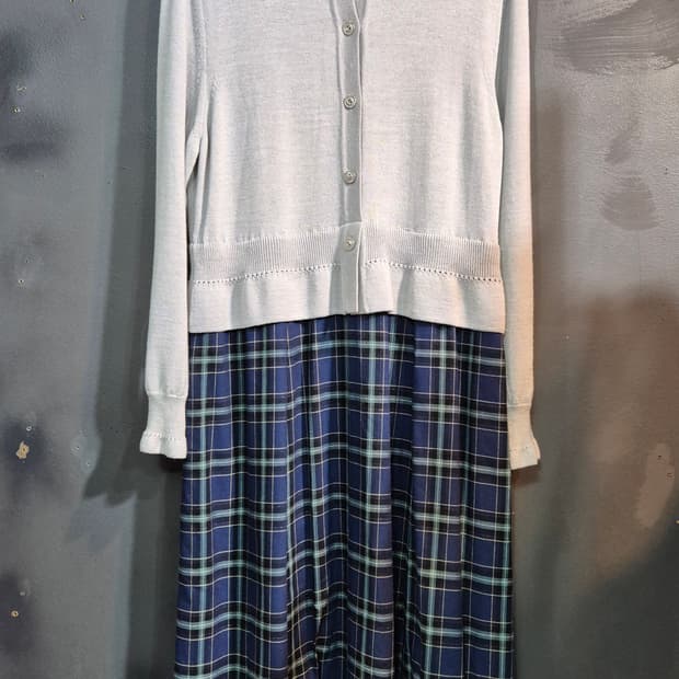 BCBG 니트 상의 체크 롱 원피스 66 77