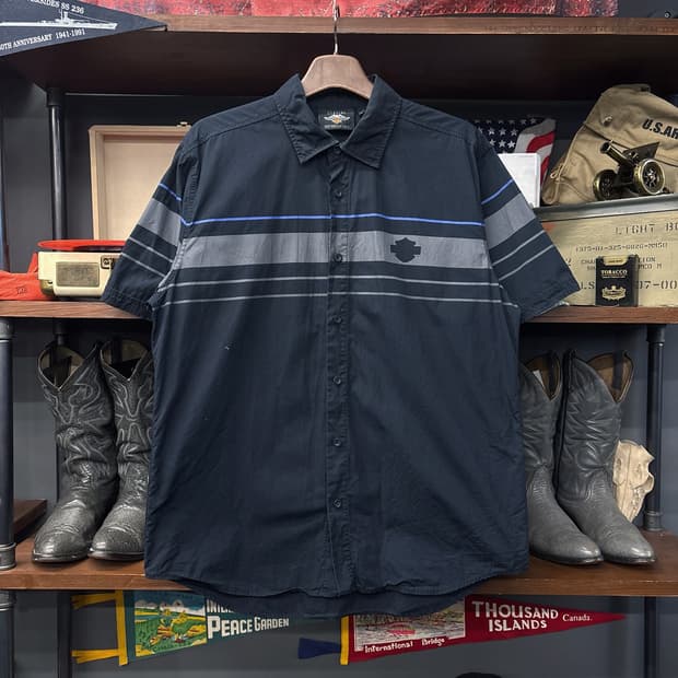 할리데이비슨 실루엣 쉴드로고 라이닝 패턴 워크셔츠 N1068