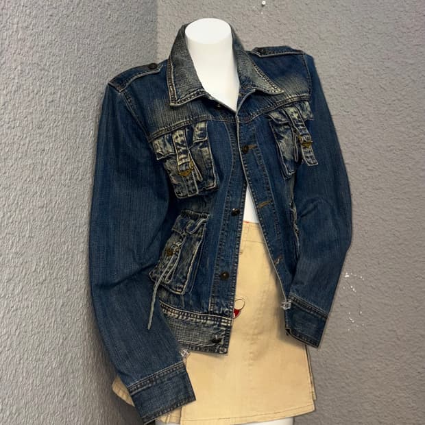 워시드 포켓 데님자켓