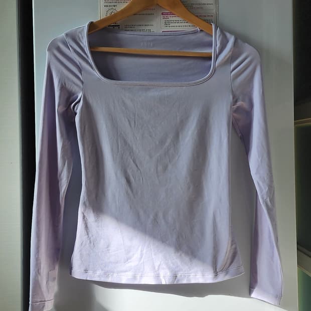 안다르 XS 라벤더 스퀘어넥 긴팔