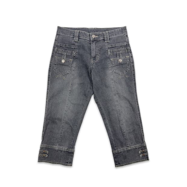 빈티지 그레이 y2k 디테일 카프리 팬츠