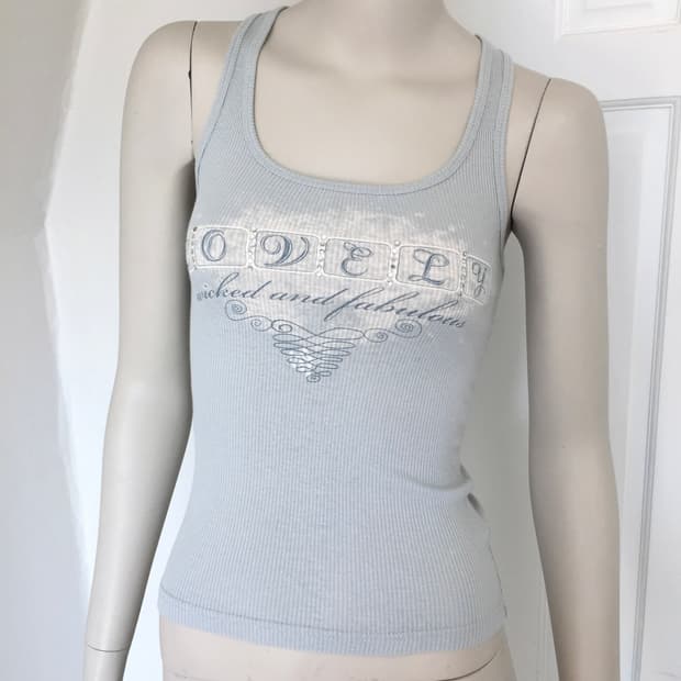 Express Baby Blue Lettering Top