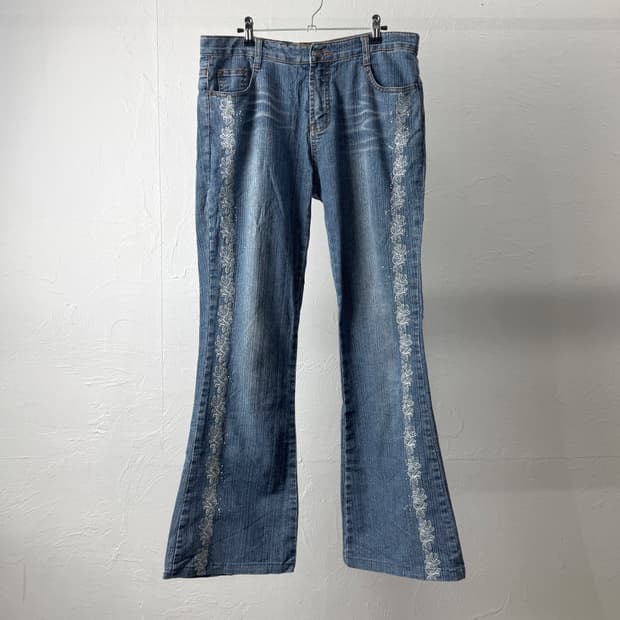 Haphazard 플라워 데님 팬츠