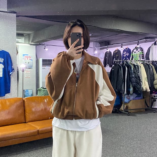 CLOTH 스웨이드 배색 봄버 자켓 B2796