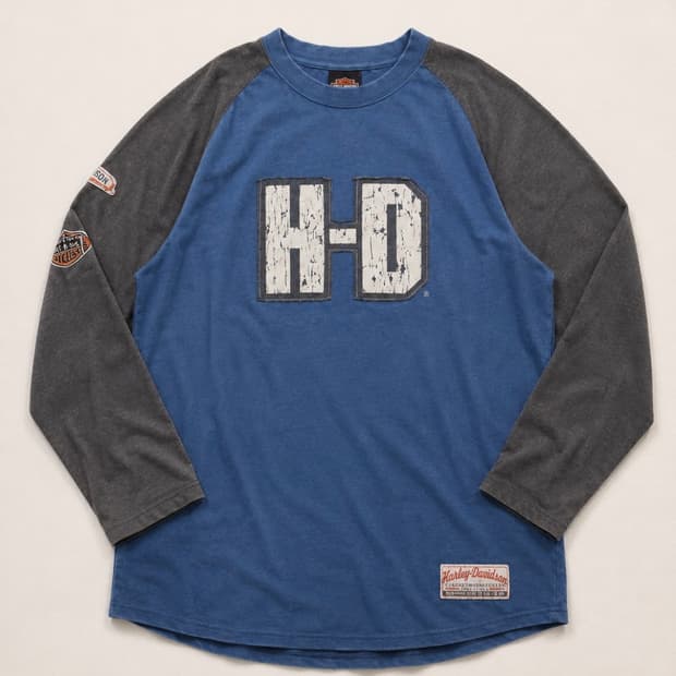 Harley-Davidson 할리 데이비슨 워싱 블루 패치 롱 슬리브
