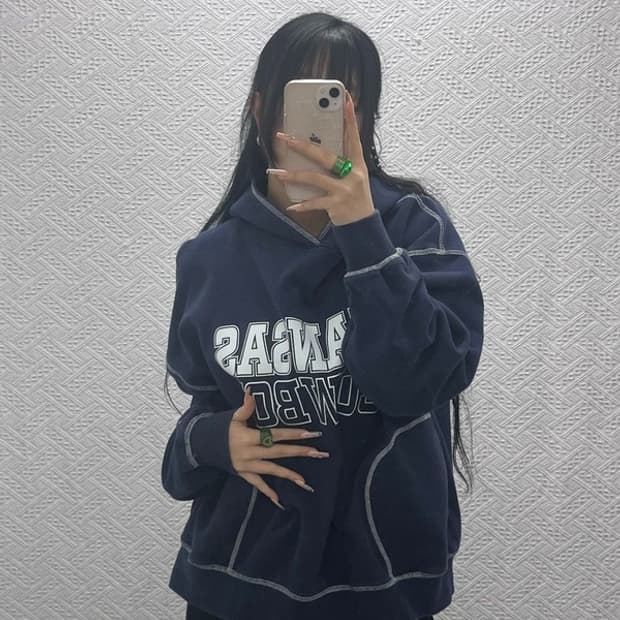 LEE 탑스티치 컨트리 캔자스 타이포 후드티 L C08251