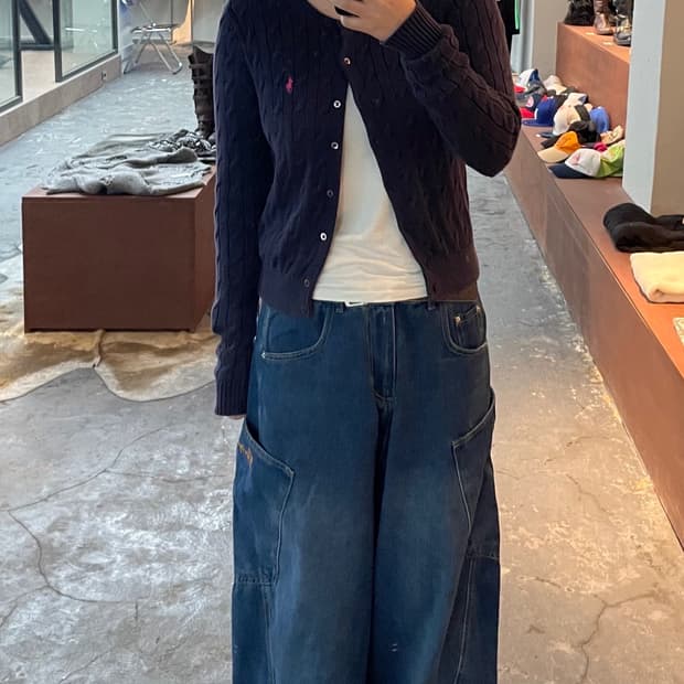 폴로 랄프 로렌 스포츠 네이비 케이블 니트 H649