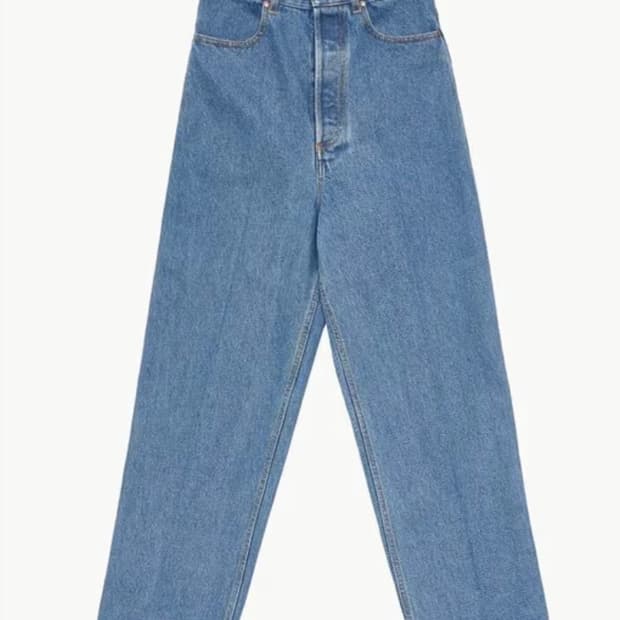 크리스타세야 하이웨이스트 블리치드 데님 팬츠