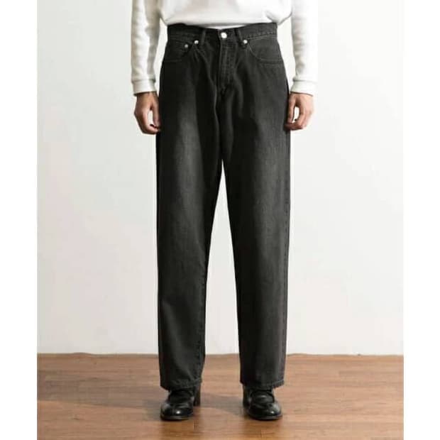 시오타 어반리서치 별주 수피마 데님 스트레이트 팬츠 흑청 28