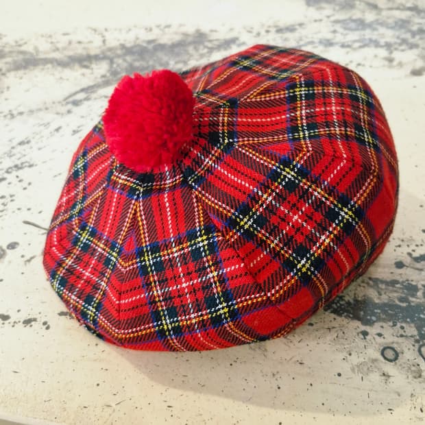 레드 타탄 체크 울 헌팅캡 빵모자