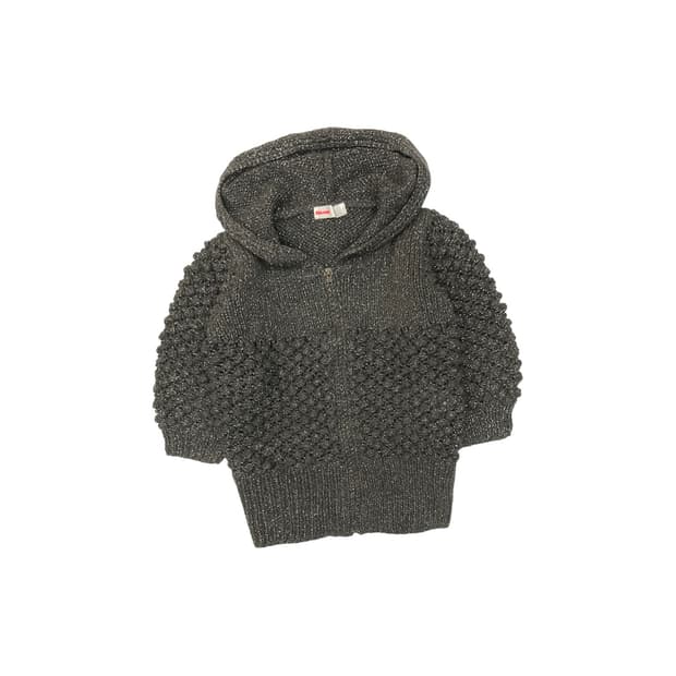 Ne-net knit hood zip up