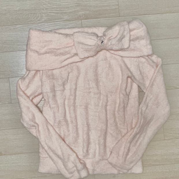 Japanese vintage) pink ribbon 큐빅 오프숄더