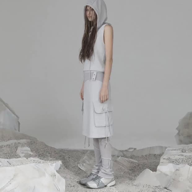 오호스 니트 후디 슬리브리스 드레스(원피스) 그레이