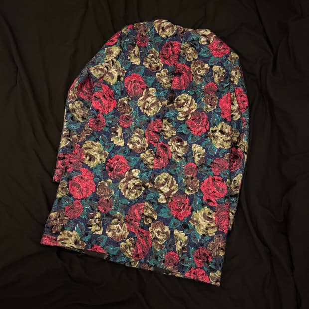 빈티지 플라워 울 맥 코트