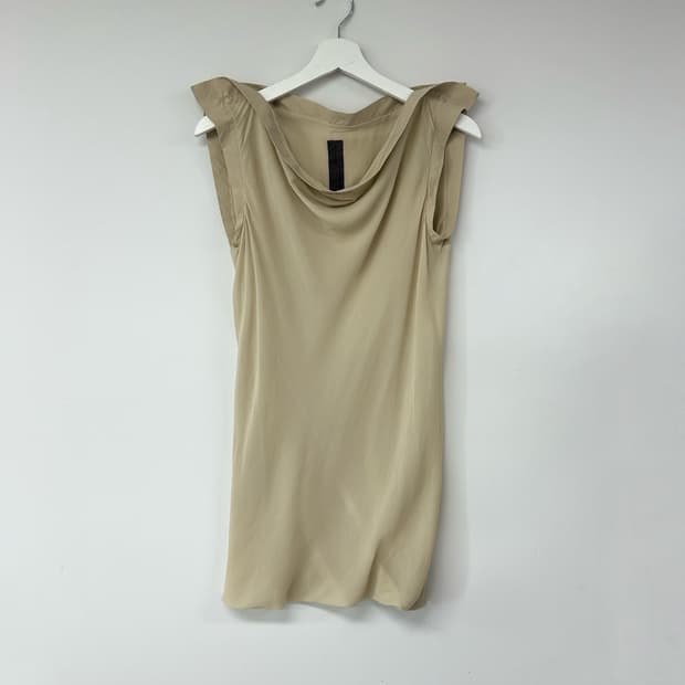 릭오웬스 카울넥 슬리브리스 실크 탑