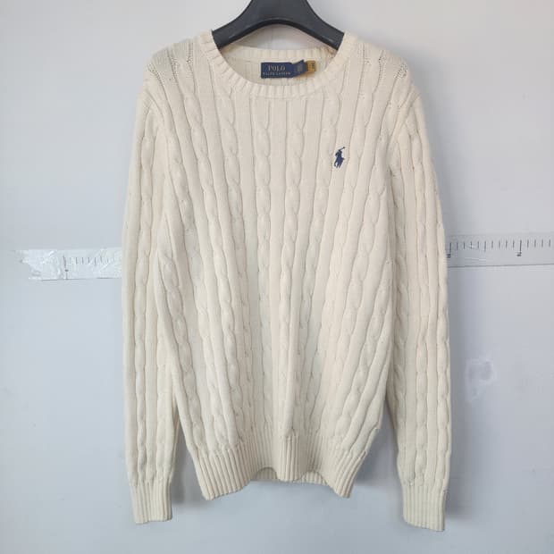 폴로 랄프로렌 아이보리 케이블 니트