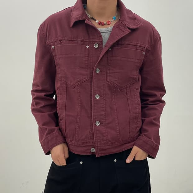 일로 크롭 워싱 면 자켓