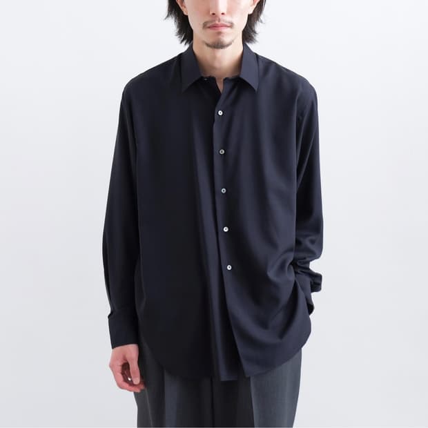 (3)HEUGN HEUGN WOOL SHIRTS [NAVY]