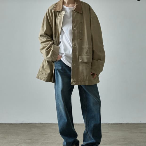 파사드패턴 코튼 유틸리티 자켓 S 카키베이지