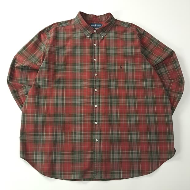 CK276 3XLB 폴로 90s 클래식 타탄체크 레드그린 셔츠 남방