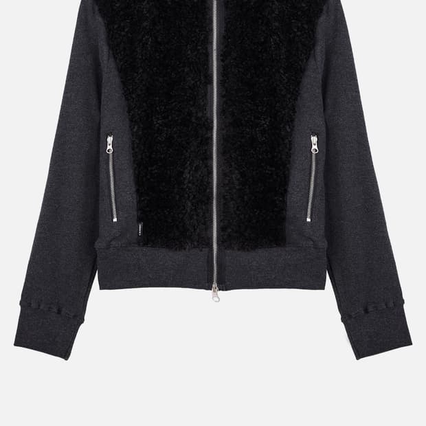 Cerric fuzzy fleece hood zip up balck