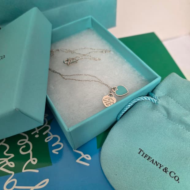 TIFFANY&Co. 티파니앤코 정품 매장71만원 다이아 더블하트 목걸이