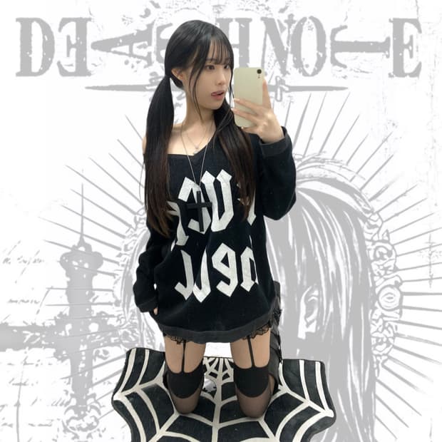 [GLAD NEWS] 글래드 뉴스 스컬 스터드 원숄더 롱슬리브