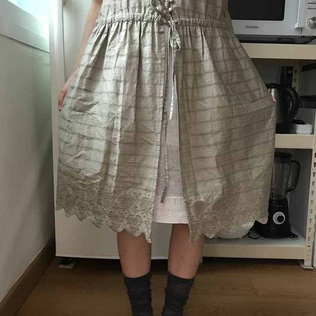 008. sage plaid lace dress
