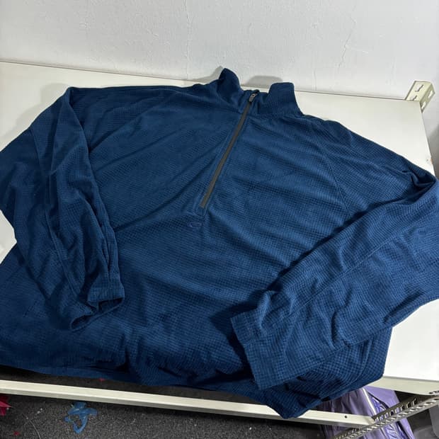 L GLACK 글랙 다크네이비 핑거홀 반집업 플리스