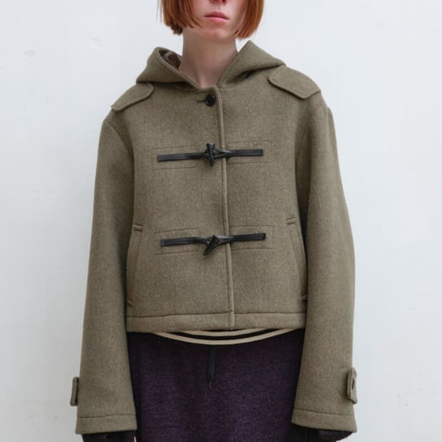 엔조블루스 숏 더플 코트 올리브