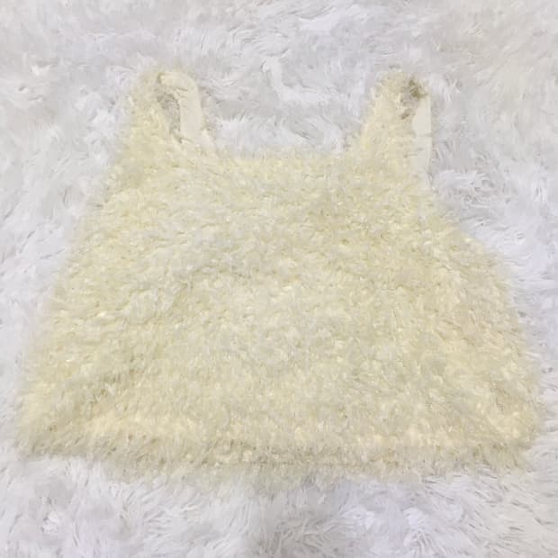 빈티지 아이보리 퍼 크롭 나시 y2k 스트릿 갸루 펑키 일본빈티지731 