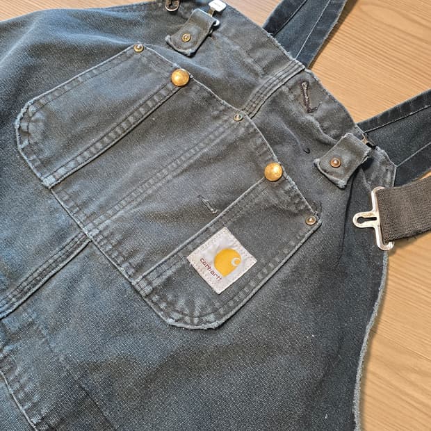 칼하트 오버롤 데님 바지 모스그린