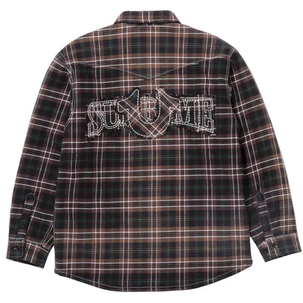 슈프림 x 트루릴리전 퀼티드 라인드 플레이드 플란넬 셔츠 블랙