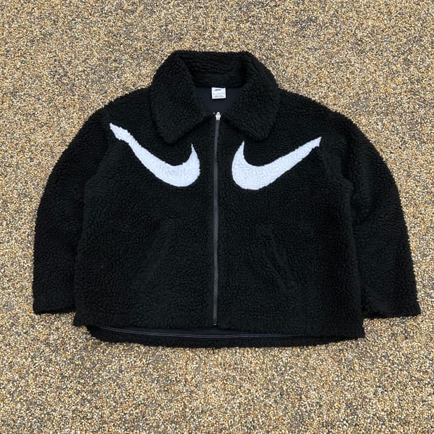 나이키(NIKE) 더블 스우시 블랙 플리스 자켓