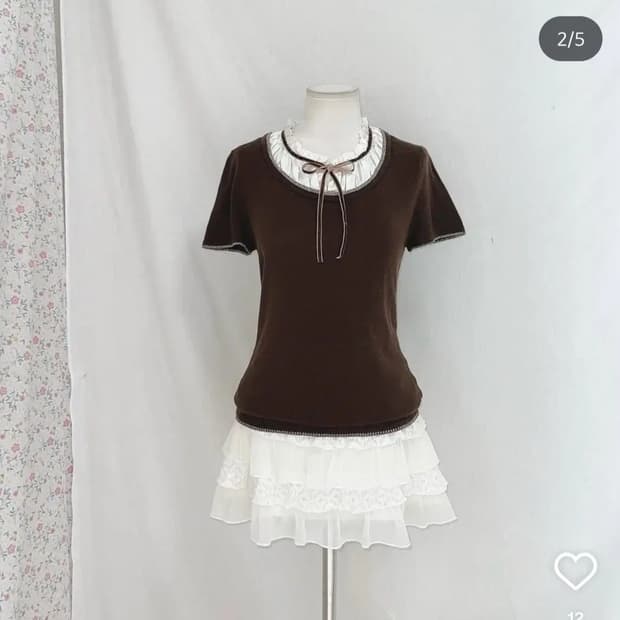 일본 빈티지 리본 로걀탑 니트 무드브릿지