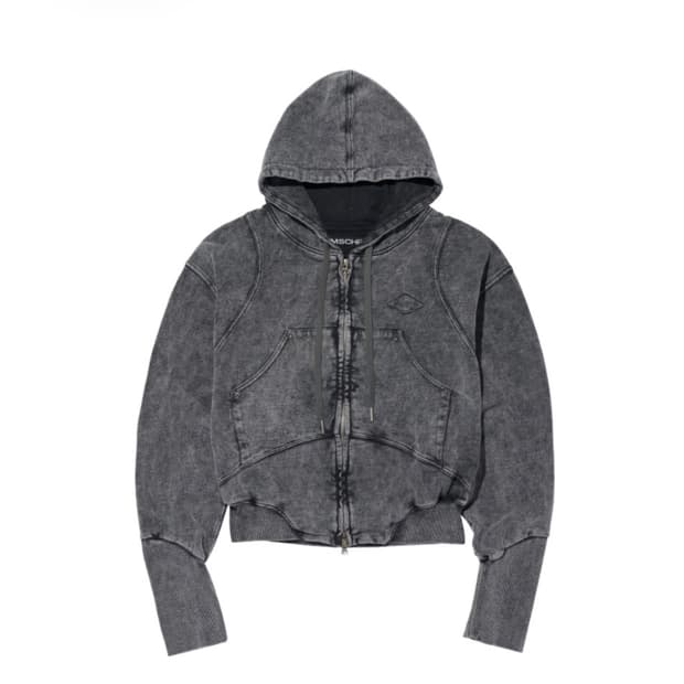 (W) 미스치프 벌룬 후드 워시드 차콜