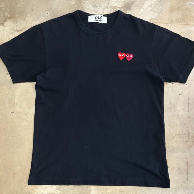 🫶🏻 꼼데가르송 더블 하트 와펜 Black 반팔티 🫶🏻