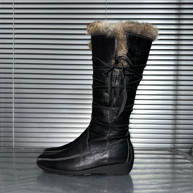 2000s 스티브 매든 스퀘어 토 퍼 라이닝 랩 부츠