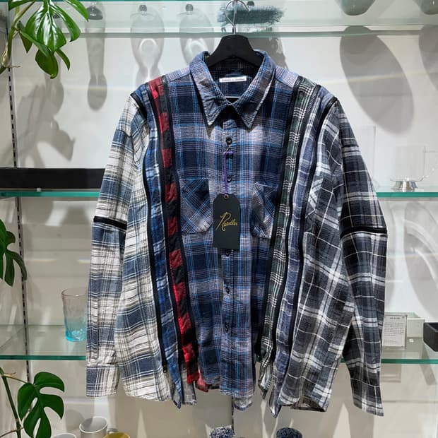 니들스 7 cuts zipped wide flannel shirt